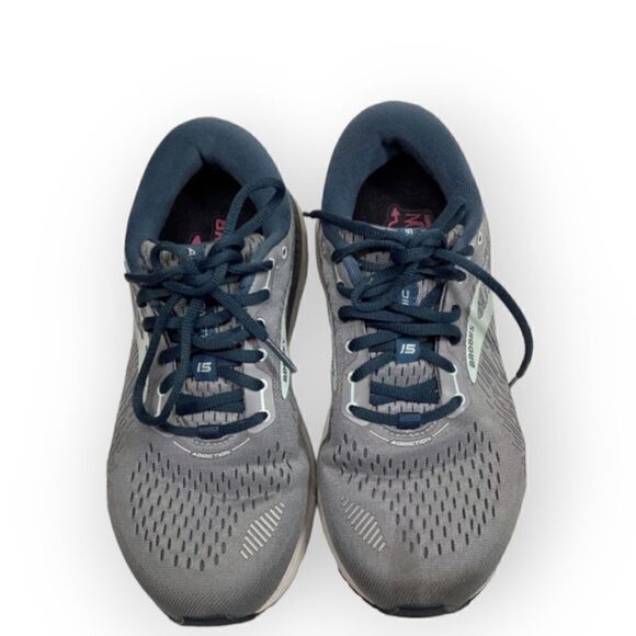 Brooks Women’s Addiction GTS 15 in Grey / Navy / Aqua, size 9 - Picture 1 of 13